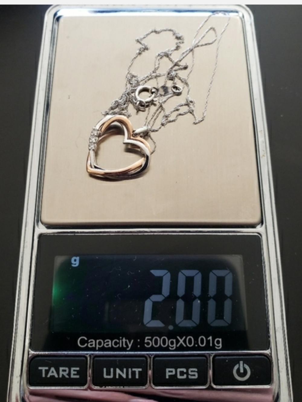 10K White and Rose Gold 10k Intertwined Heart On 20 Inch Chain - Picture 10 of 13